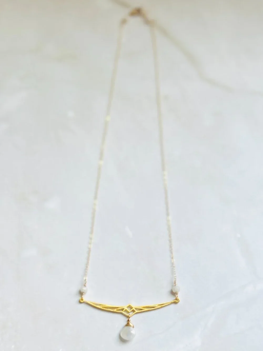 Gold Bird Wing Necklace: Rainbow Moonstone Pendant, Bird Lover Gift